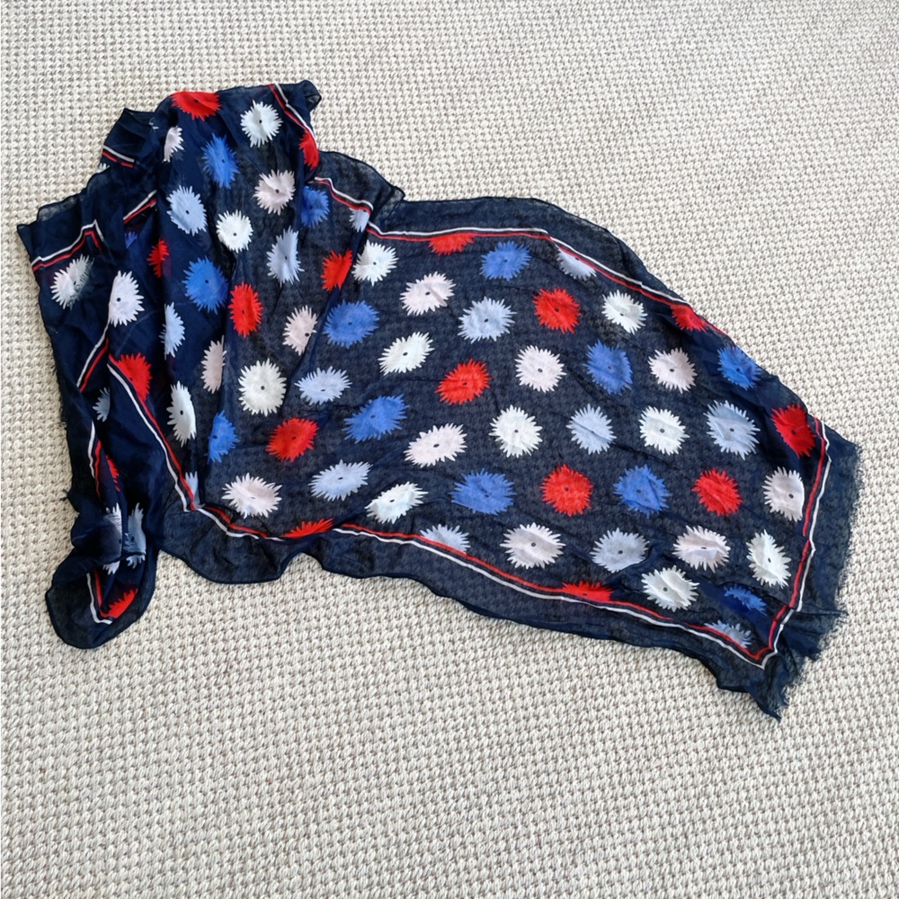 Kate spade Floral Patterned Scarf - Black, Red, Blue - Picture 6 of 7